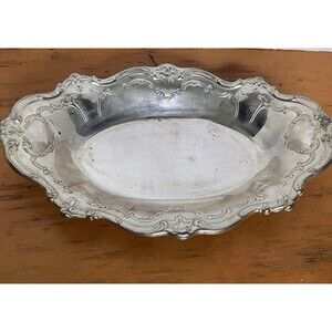 Vintage Gorham Heritage EP H13 Silver Color Brass Plate Dish Tray Scalloped Edge